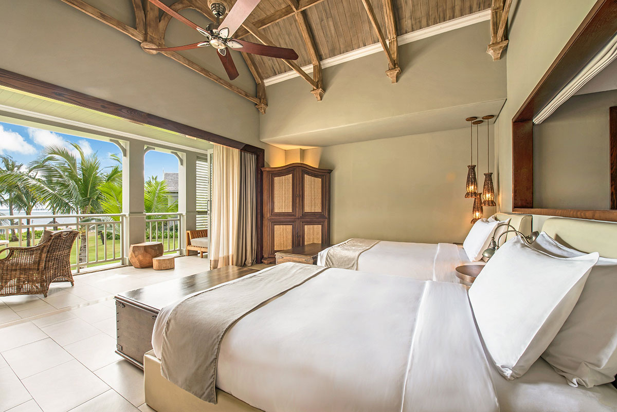 JW-Marriott-Mauritius-Resort. Moderner Kolonialstil: Zimmer des JW Marriott