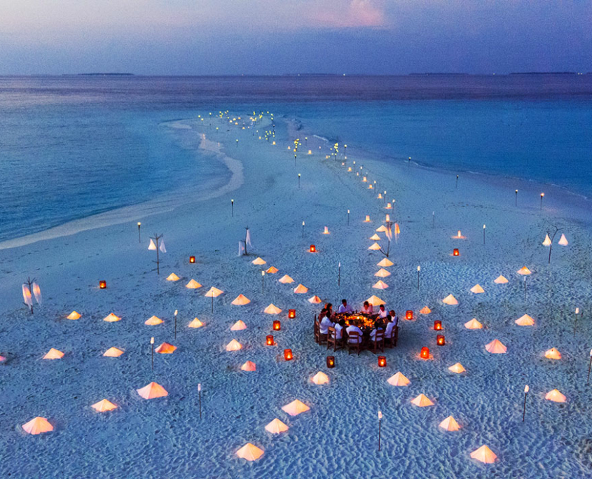 Platz 7: Private Dinner auf der Sandbank des Soneva Fushi Maldives